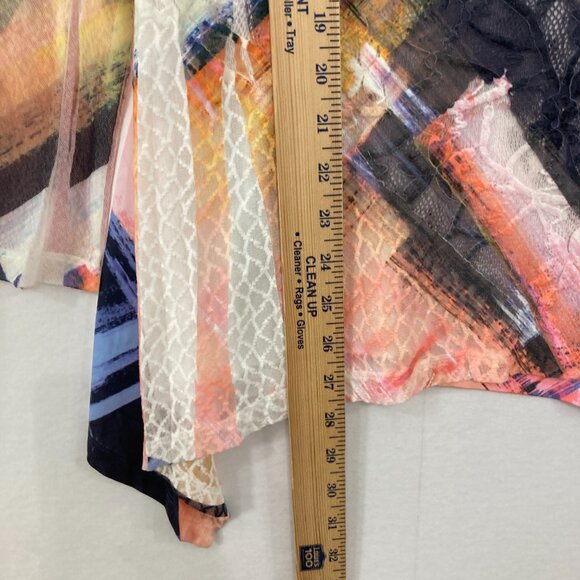 Top Ligne size Small Colorful Abstract Stretch Knit Mesh Accents Artsy Blouse - Picture 6 of 12